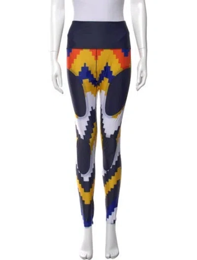 Pre-owned Perfect Moment Printed Skinny Leg Pants In Blue