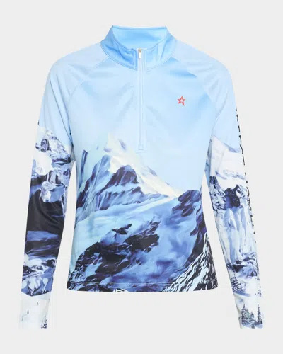 Perfect Moment Quarter Zip Base Layer Top In Ski Lift Blue