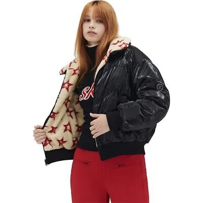 Pre-owned Perfect Moment Reversible Metallic Shearling Jacket - Women's In Black Liquid