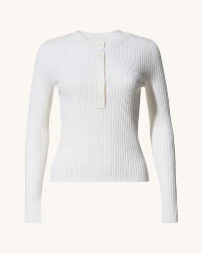 Perfect Moment Ribbed Henley Wool & Cashmere Top M In White