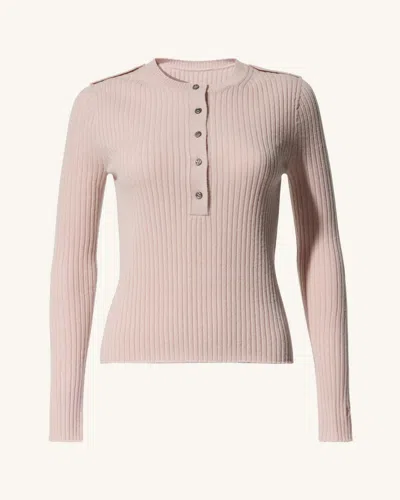 Perfect Moment Ribbed Henley Wool & Cashmere Top S In Pink