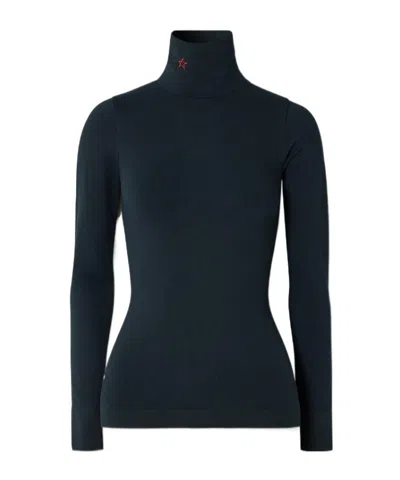 Perfect Moment Ribbed Modal Blend Turtleneck Thermal Top In Blue