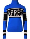 Perfect Moment Womens Tru Indigo/blk/snw Wht Après Striped-print Wool Jumper Xs In 蓝色