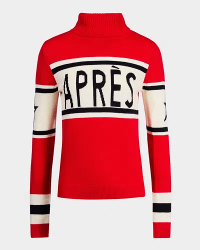 Perfect Moment Schild Apres Turtleneck Sweater In Red Snow White Dark Charcoal Blue