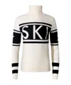 Perfect Moment Schild Intarsia Merino Wool Turtleneck Sweater In Neutral