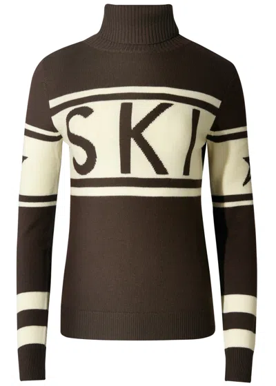 Perfect Moment Schild Roll-neck Merino Wool Sweater In Brown