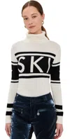 Perfect Moment Schild Intarsia Merino Wool Turtleneck Sweater In Neutral