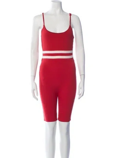 Pre-owned Perfect Moment Scoop Neck Romper In Red
