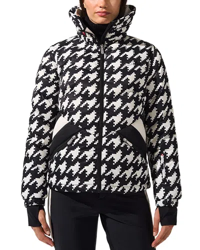 Perfect Moment Ski Duvet Down Jacket In Houndstooth Black/snow White