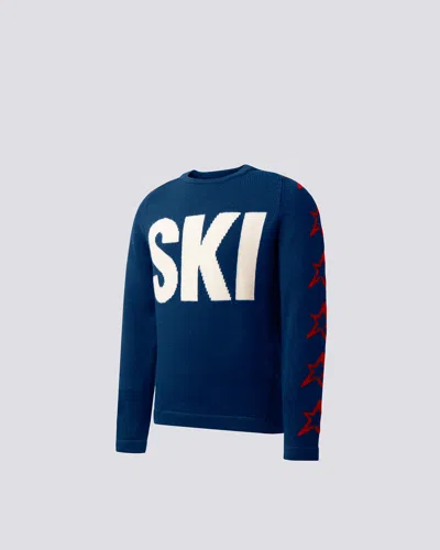 Perfect Moment Ski Merino Wool Sweater Y10 In Navy-red