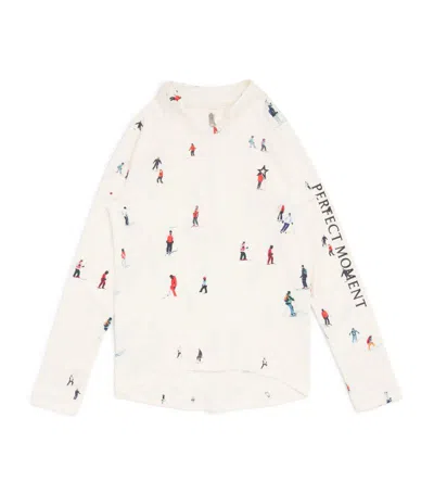 Perfect Moment Kids' Ski Print Thermal Top (6-14 Years) In White