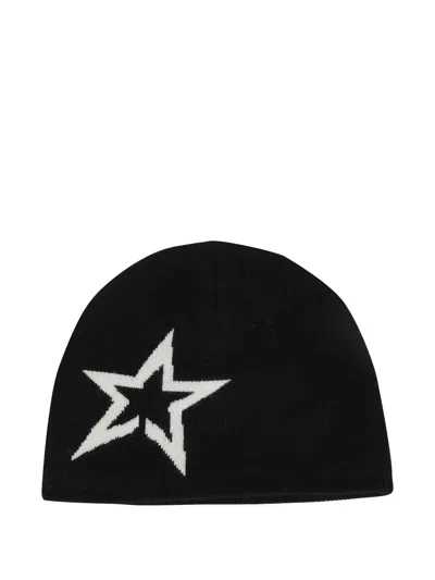 Perfect Moment Womens Jet Black Star-logo Merino-wool Beanie Hat