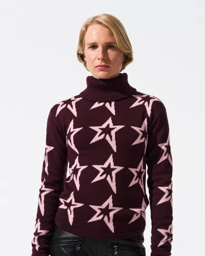Perfect Moment Star Dust Merino Wool Sweater L In Burgundy
