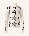 Perfect Moment Star Dust Intarsia Merino Wool Turtleneck Sweater In White
