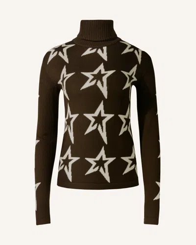 Perfect Moment Star Dust Merino Wool Sweater Xl In Brown