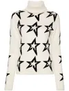 Perfect Moment Star Dust Intarsia Merino Wool Turtleneck Sweater In White