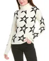 Perfect Moment Star Dust Intarsia Merino Wool Turtleneck Sweater In White