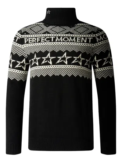 Perfect Moment Star Patterned Roll-neck Knitwear In Black