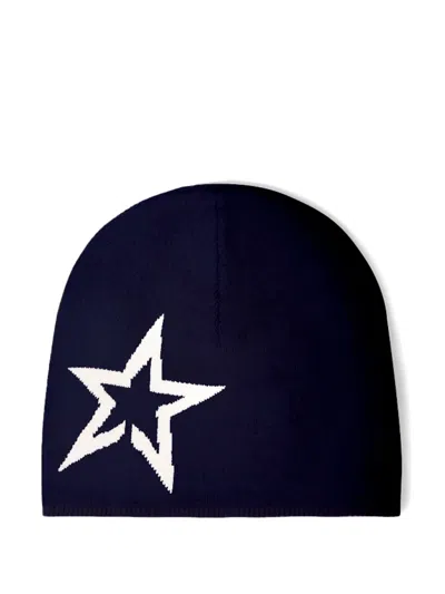 Perfect Moment Logo Star Merino Wool Beanie Onesize In Blue