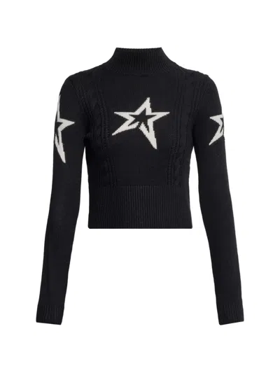 Perfect Moment Star-intarsia Cable-knit Sweater In Blue