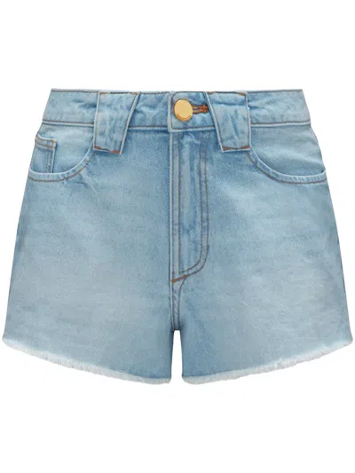 Perfect Moment Stonewashed Low-rise Denim Shorts In Blue