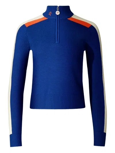 Perfect Moment Stripe-detail Sweater In Blue