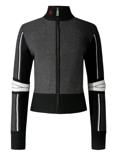 PERFECT MOMENT STRIPE-DETAIL ZIP-UP CARDIGAN