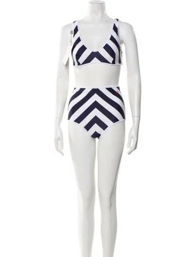 Pre-owned Perfect Moment Striped Bikini In Blue