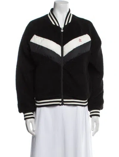 Pre-owned Perfect Moment Striped Bomber Jacket In Black