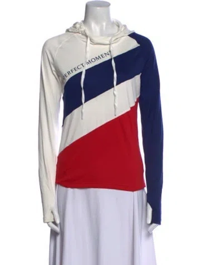 Pre-owned Perfect Moment Striped Cowl Neck Sweatshirt In Red
