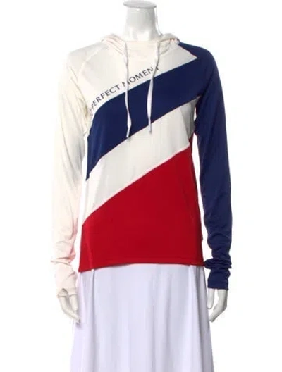 Pre-owned Perfect Moment Striped Crew Neck Sweatshirt In Red