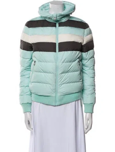 Pre-owned Perfect Moment Striped Down Jacket In Green
