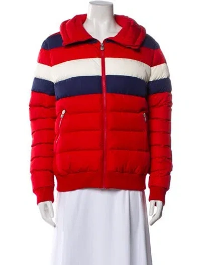 Pre-owned Perfect Moment Striped Down Jacket In Red