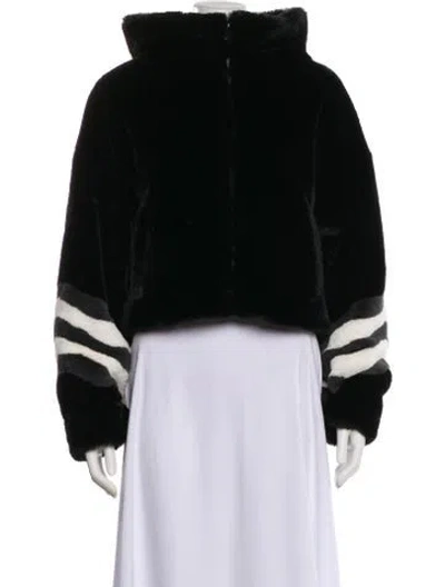 Pre-owned Perfect Moment Striped Faux Fur Jacket In Black