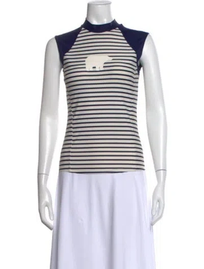 Pre-owned Perfect Moment Striped Mock Neck Top In Multi