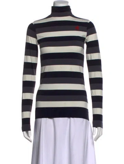 Pre-owned Perfect Moment Striped Turtleneck Top In Multi