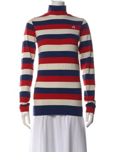 Pre-owned Perfect Moment Striped Turtleneck Top In Multicolor