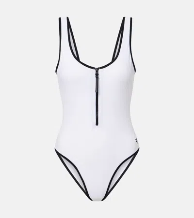 Perfect Moment Zip Front Swimsuit Xl In White