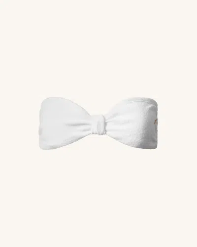 Perfect Moment Terry Cotton Bandeau Top M In White