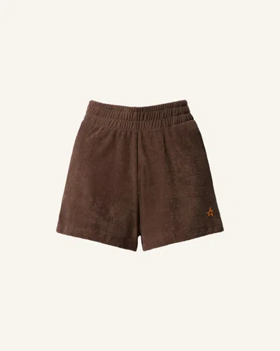 Perfect Moment Terry Cotton Shorts L In Brown