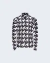 PERFECT MOMENT THERMAL 1/2 ZIP TOP IN HOUNDSTOOTH BLACK/WHITE
