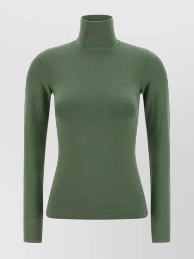 Perfect Moment Thermal Long Sleeve Turtleneck Top In Green
