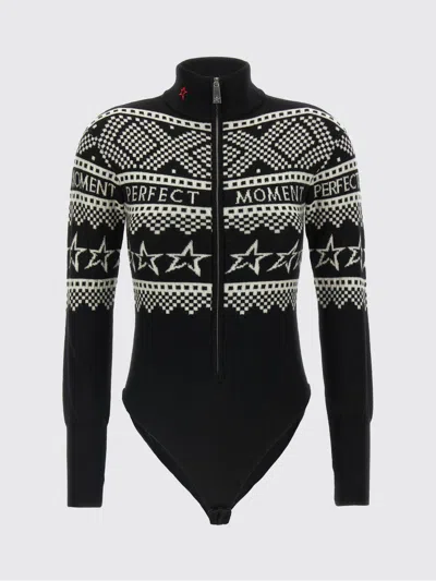 Perfect Moment Intarsia-knit Merino Wool Bodysuit Xl In Black