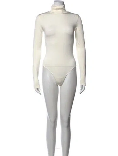 Pre-owned Perfect Moment Turtleneck Long Sleeve Bodysuit In White