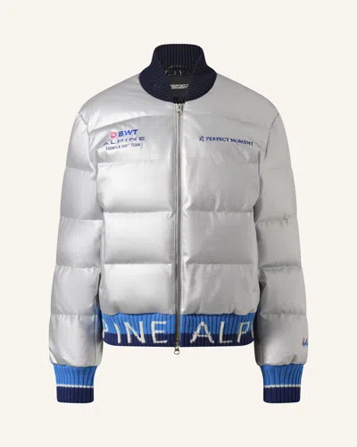Perfect Moment Unisex Silverstone Down Bomber Xs In Silver-foil