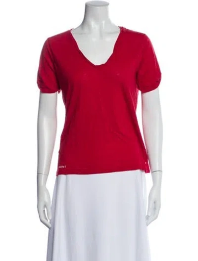 Pre-owned Perfect Moment V-neck Short Sleeve T-shirt In Red