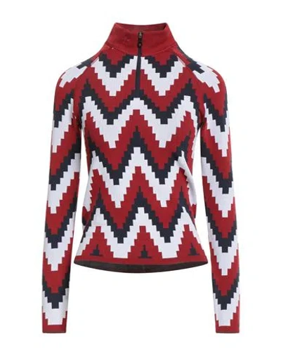Perfect Moment Jacquard-knit Half-zip Base Layer In Red