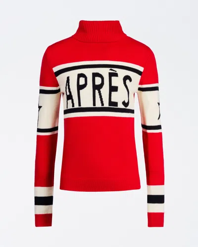 PERFECT MOMENT WOMEN'S APRES MERINO WOOL SWEATER, SKI KNITWEAR, RED, XL