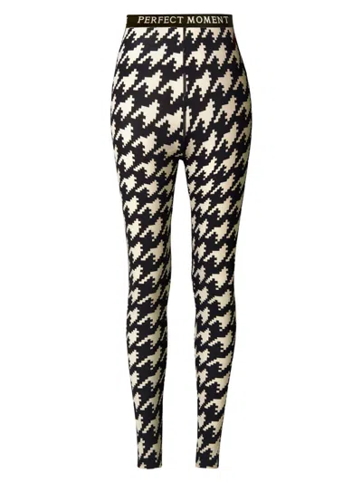 Perfect Moment Women's Base Layer Houndstooth Leggings In Black