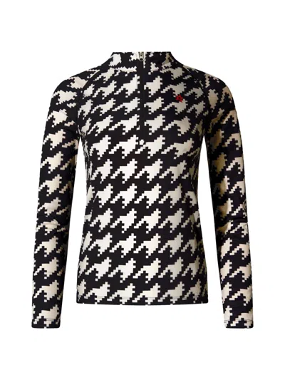 PERFECT MOMENT WOMEN'S BASE LAYER HOUNDSTOOTH QUARTER-ZIP TOP